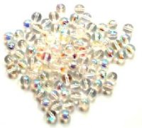100 6mm Transparent Crystal AB Round Glass Beads